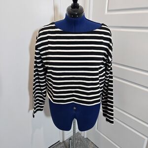 J. Crew Cropped Striped Boatneck Tee